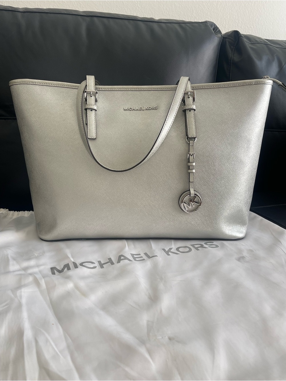 Michael Kors Jet-set Tote Bag Metallic Silver